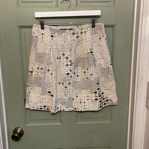 Sandro Geometric Cream and Brown A-Line Skirt